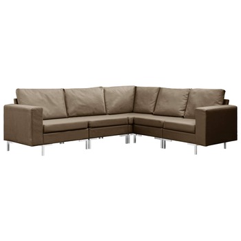 Canapea set 5 piese vidaXL, Textil, 254 x 213 x 72 cm, Maro Canapea set 5 piese vidaXL, Textil, 254 x 213 x 72 cm, Maro