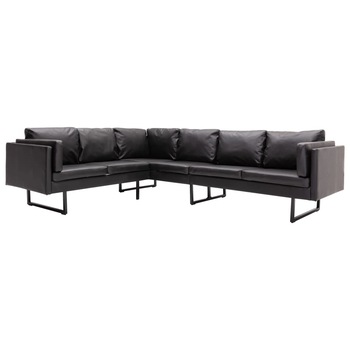 Canapea coltar vidaXL, Piele artificiala, 255 x 199,5 x 62,5 cm, Negru Canapea coltar vidaXL, Piele artificiala, 255 x 199,5 x 62,5 cm, Negru