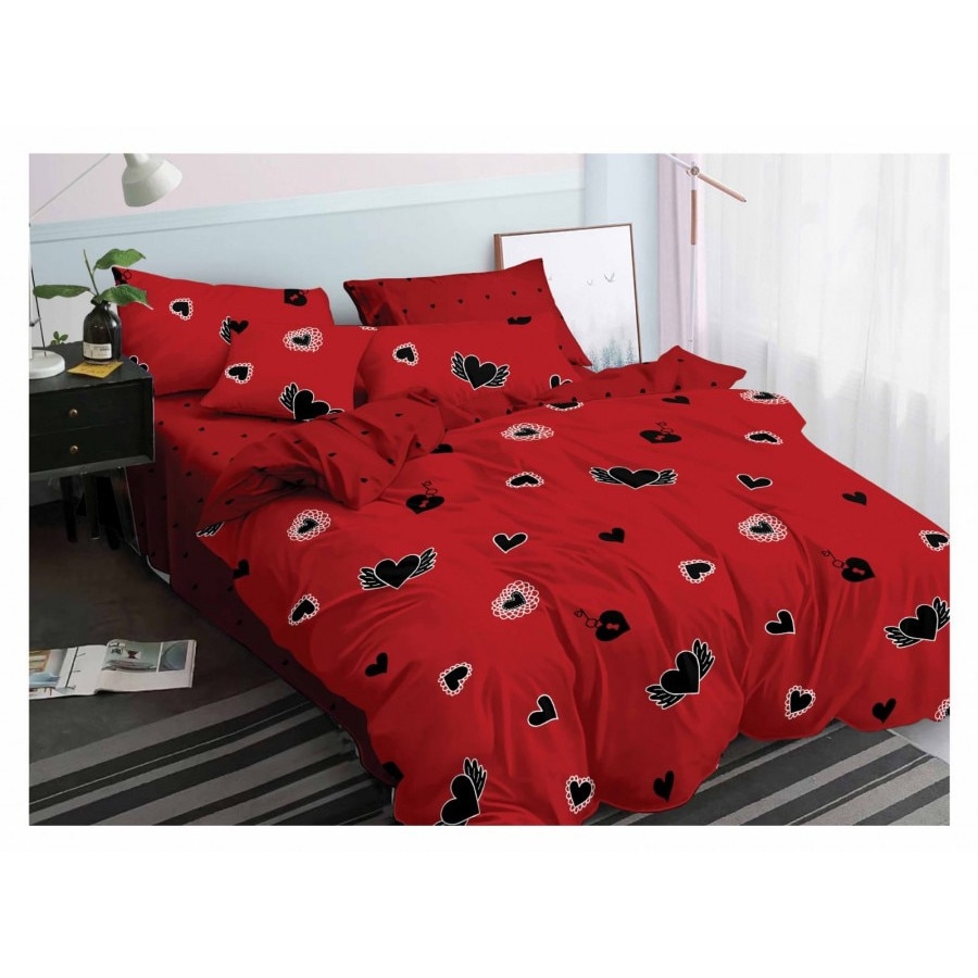 Set complet lenjerie de pat dublu +pilota+2 perne, 7 piese, Ralex Pucioasa, Elvo 434