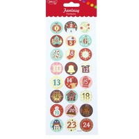 Abtibild DACO Fantezia Model Numere de Craciun, Material Hartie Autoadeziva, Multicolor, 24 Buc/Set Abtibilduri