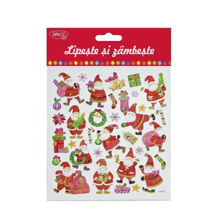 Abtibild DACO Lipeste si Zambeste Model Craciun, Material Hartie Autoadeziva, Multicolor, 33 Buc/Set, Multicolor