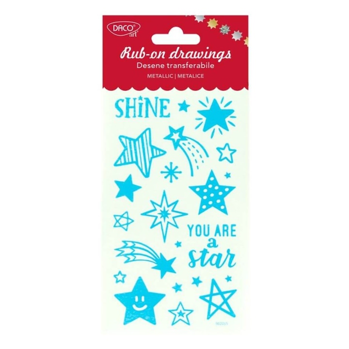 Abtibilduri DACO Transferabile Metalice, Model Shine, 22 Buc/Set, Multicolor