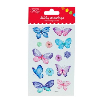 Abtibilduri DACO Desene Lipicioase, Model Fluturi, 13 Buc/Set, Multicolor Abtibilduri DACO Desene Lipicioase, Model Fluturi, 13 Buc/Set, Multicolor