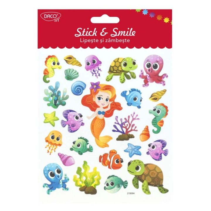 Abtibilduri DACO Lipeste si Zambeste, Model In Mare, 27 Buc/Set, Multicolor, Autocolante Copii, Stickere Decorative, Abtibild