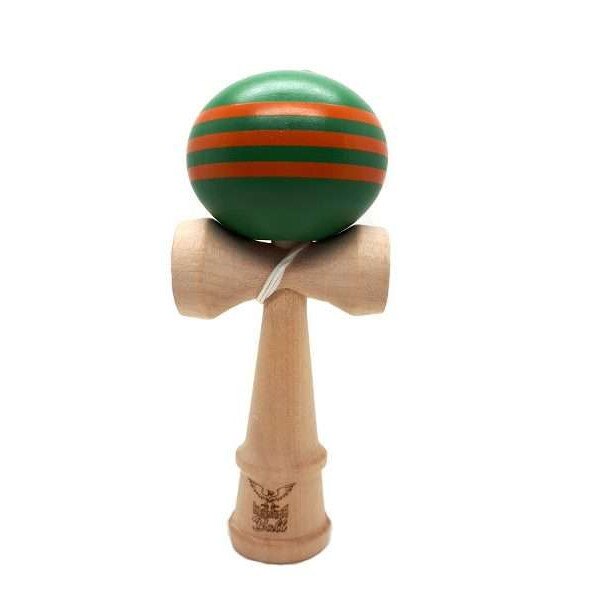 Kendama Ball Originala Verde Cu 3 Dungi Portocalii