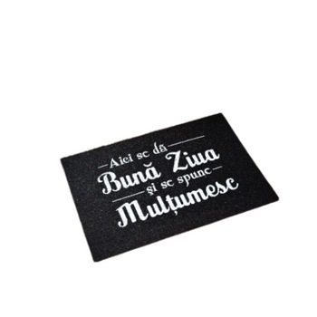 Covor cu mesaj, negru, 37 x 55 cm, buna ziua si multumesc, Poem Design Covor cu mesaj, negru, 37 x 55 cm, buna ziua si multumesc, Poem Design