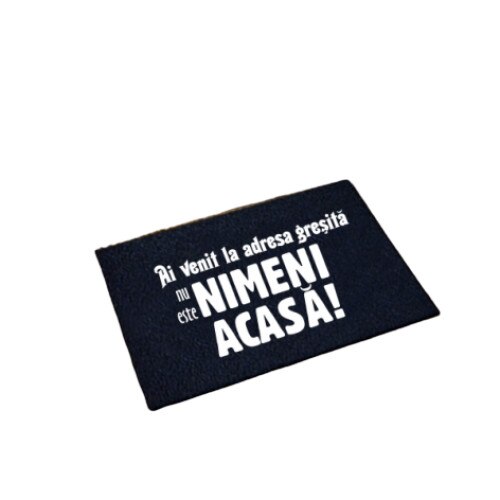 Covor cu mesaj, negru, 37 x 55 cm, nimeni acasa, Poem Design