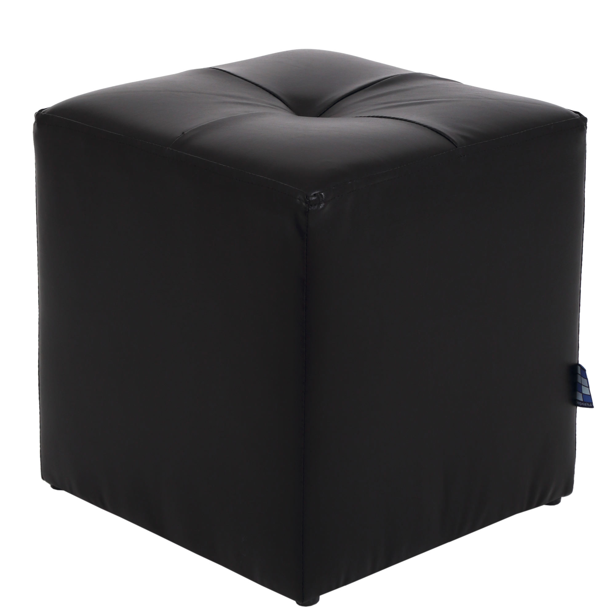 Taburet Cool, piele ecologica Negru