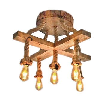 Candelabru Elegant lucrat Manual din Lemn, 5 x E27 Candelabru Elegant lucrat Manual din Lemn, 5 x E27