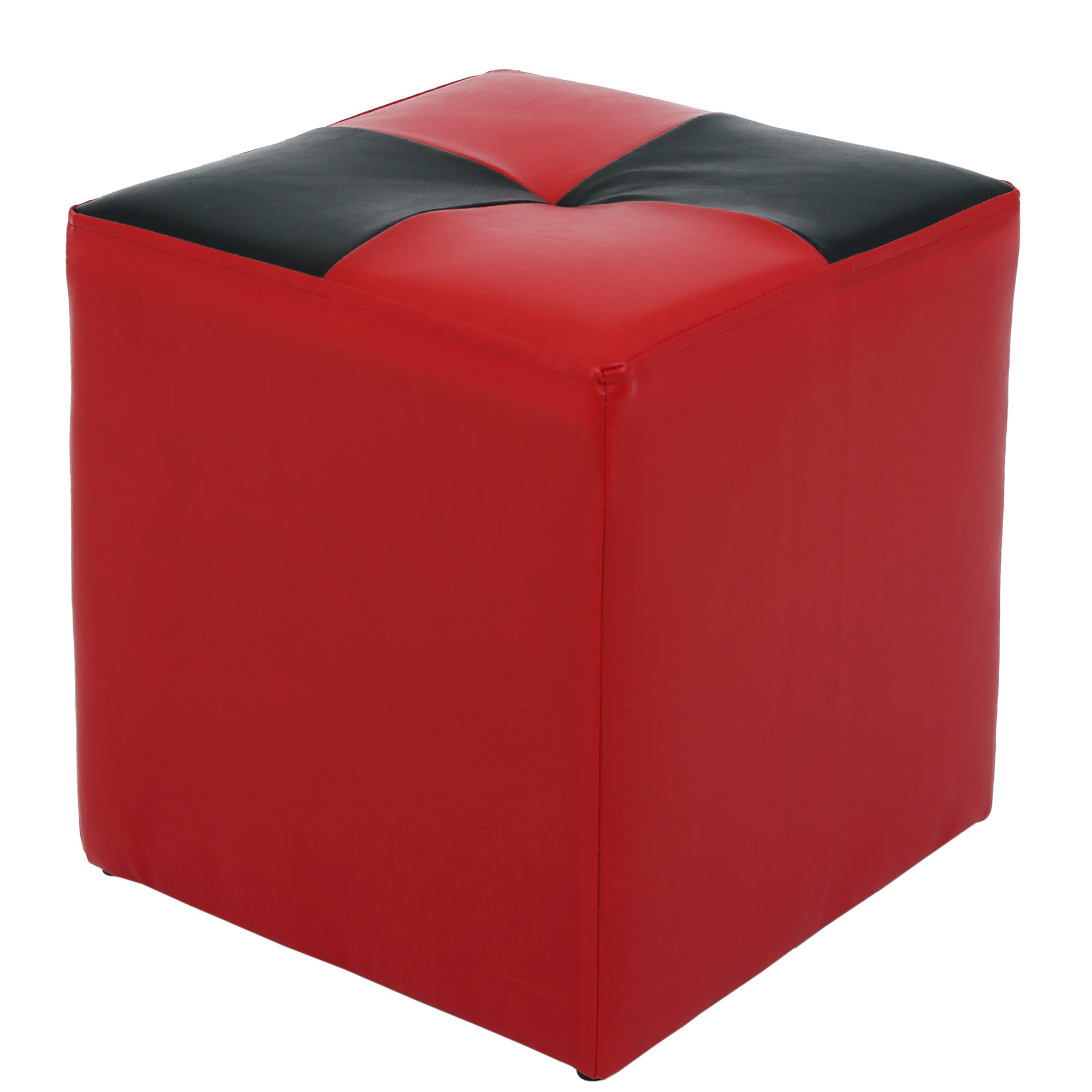 Taburet Cool bicolor, piele ecologica Rosu/Negru