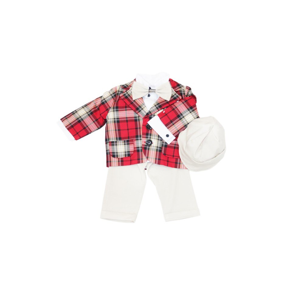 Costum casual pentru baieti, 5 piese, carouri, dae6965, 9-12 luni