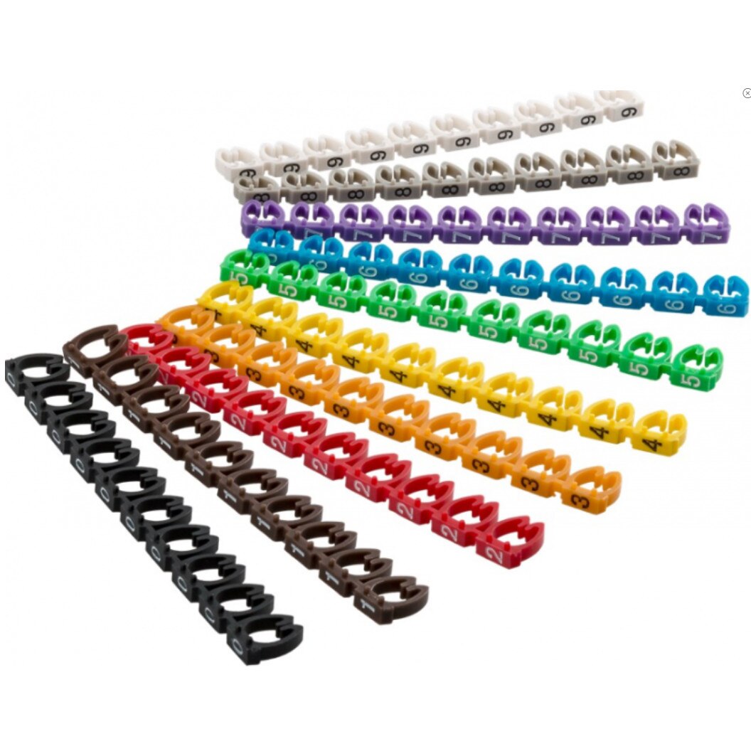 Marcatoarele de cablu fixeaza „Digits 0–9’” pentru diametre de cablu pana la 6 mm