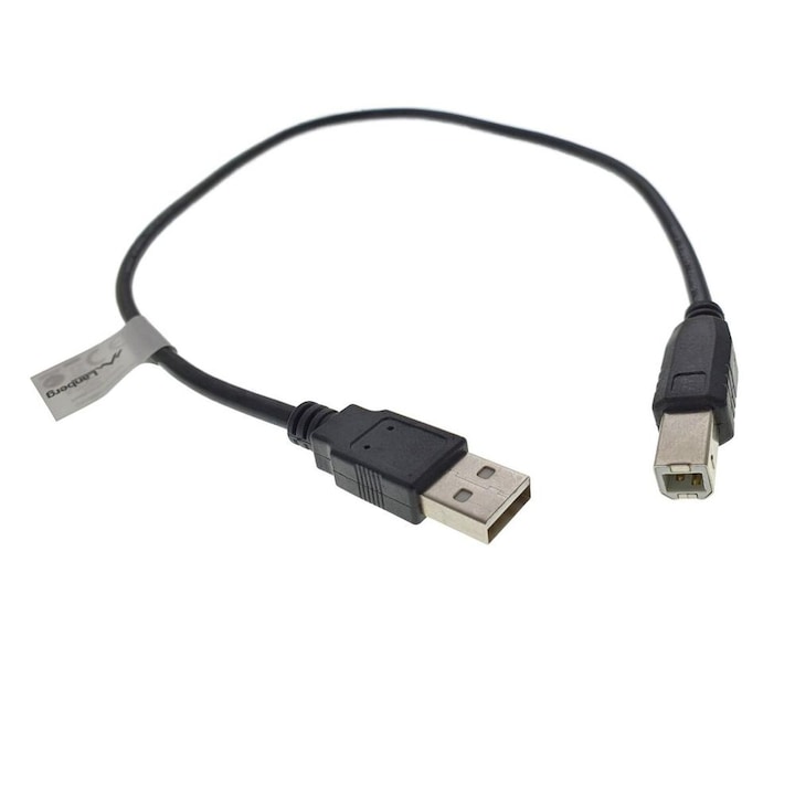 Cablu USB 2.0 pentru imprimanta, Lanberg 42867, lungime 50cm, USB-A tata la USB-B tata, negru