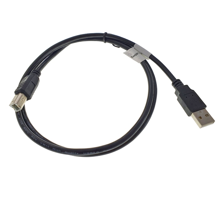 Cablu USB 2.0 pentru imprimanta, Lanberg 42866, lungime 100 cm, USB-A tata la USB-B tata, negru