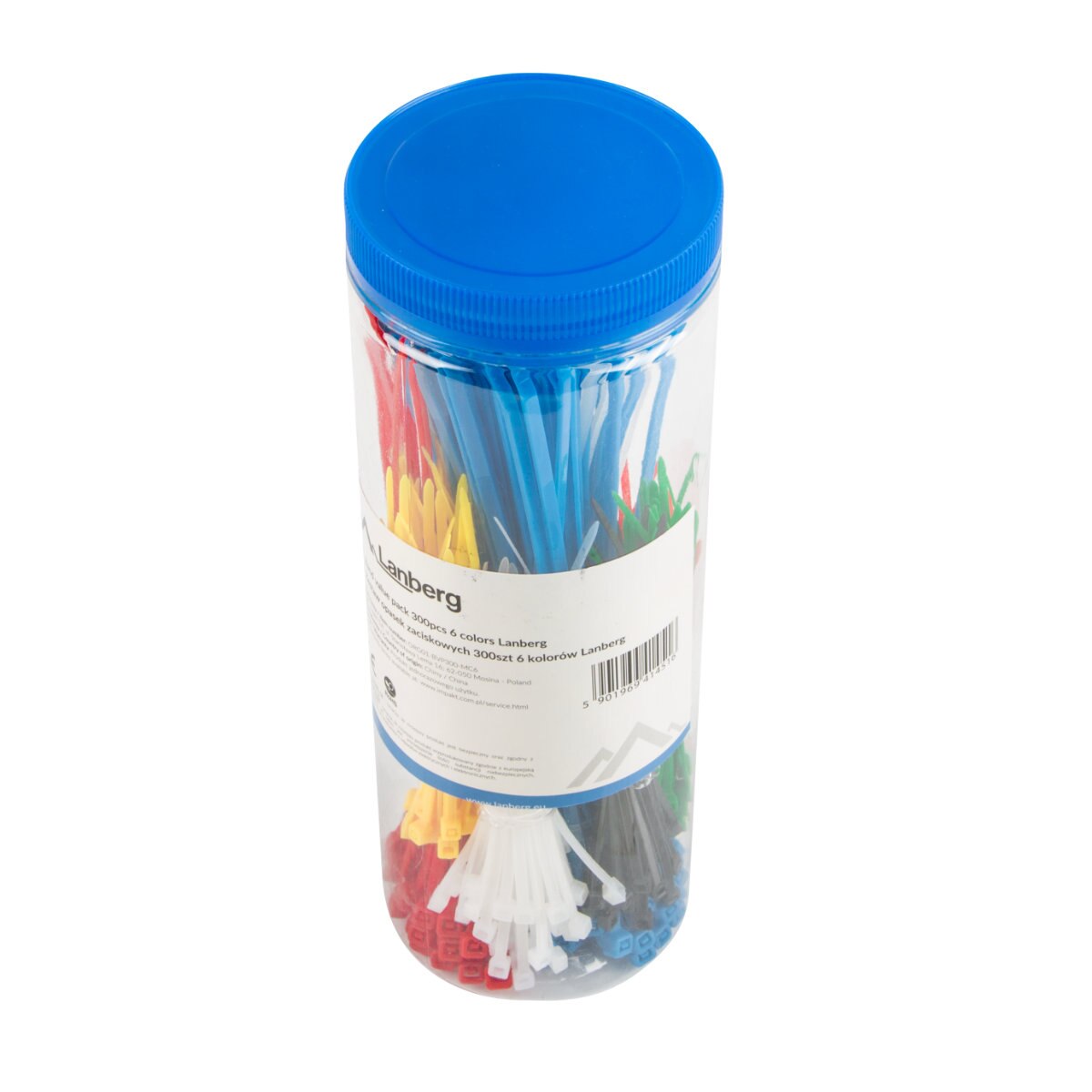 Set 300 coliere din plastic, Lanberg 41451, pentru prinderea cablurilor, 6 culori, 2.5mm X 100mm si 3.5mm X 200mm