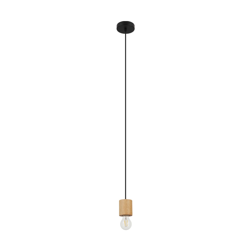 Pendul TURIALDO, EGLO, E27, 1x28W, otel, lemn, negru, maro, 110 x 10.5 cm, inaltime reglabila