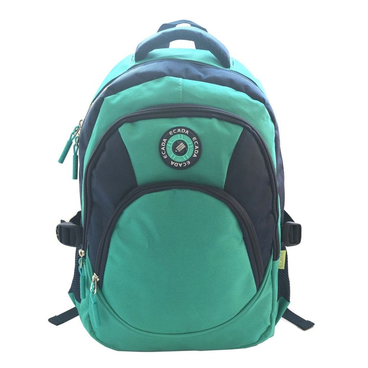 Ученическа чанта ECADA за ученици и юноши, 46x32x18 см, зелен цвят