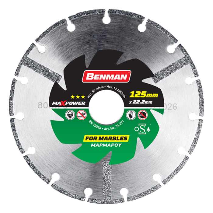 Disc diamantat pentru taiat marmura, Benman Maxpower, Ø 230 x 2mm x 22.23 mm