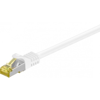 Cablu de retea realizat pe cablu brut ,Goobay, S/FTP Cat 7 cu mufe cat6A RJ45 1m, Cupru, alb Cablu de retea realizat pe cablu brut ,Goobay, S/FTP Cat 7 cu mufe cat6A RJ45 1m, Cupru, alb