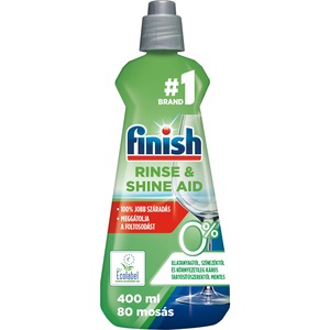 Finish Rinse & Shine Aid 0% öblítőszer gépi mosogatáshoz, 80 mosogatáshoz, 400ml