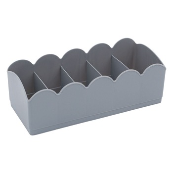 Cutie gri cu 5 compartimente, DecorCasa, 23 x 10 x 7.5 cm Cutie gri cu 5 compartimente, DecorCasa, 23 x 10 x 7.5 cm