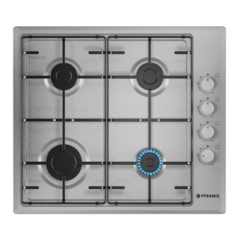 Plita gaz Pyramis 60KS 3040, 4 arzatoare, gratare emailate mate, butoane laterale, finisaj inox Plita gaz Pyramis 60KS 3040, 4 arzatoare, gratare emailate mate, butoane laterale, finisaj inox