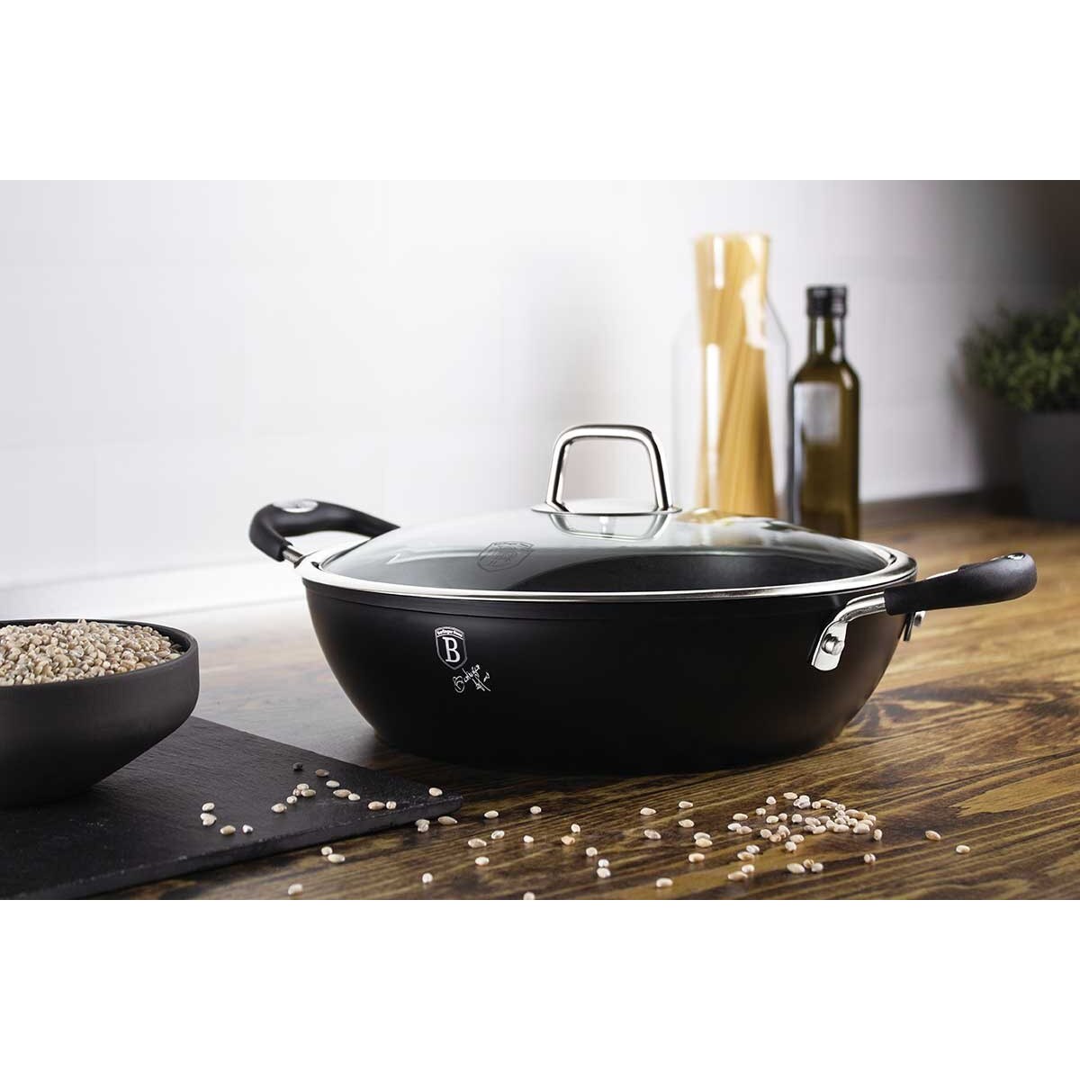 Poêle Berlinger Haus Black Professional 28 Cm – Aluminium Forgé, Revêtement Antiadhésif, Compatible Induction
