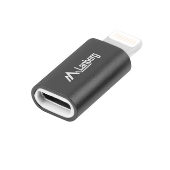 Adaptor Lanberg 42308, cu conector 8-pin lightning tata la microUSB mama, interfata USB 2.0, aluminiu, negru Adaptor Lanberg 42308, cu conector 8-pin lightning tata la microUSB mama, interfata USB 2.0, aluminiu, negru