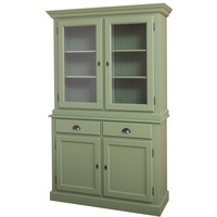 bufet szel-mob cu 2 usi 2 sertare 2 usi sticla culoare verde vopsit 100 lemn masiv 126x45x200 cm imagen 35_0_
0
