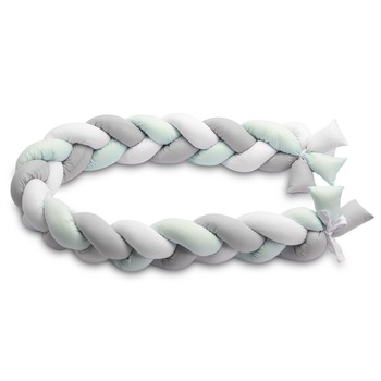 Protectie interioara pentru patut Sensillo 210 cm Menta/Gri Protectie interioara pentru patut Sensillo 210 cm Menta/Gri