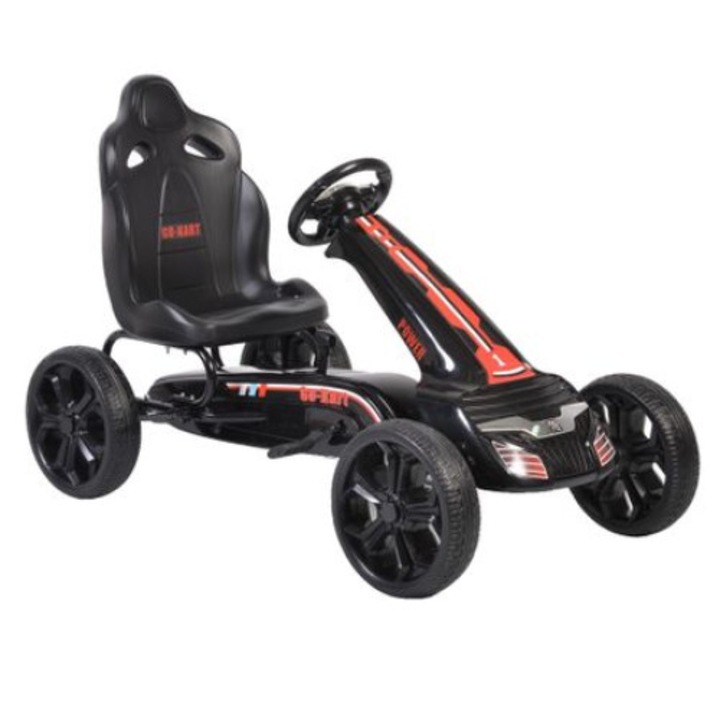 Kart cu pedale si roti din cauciuc EVA Olympus Black