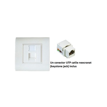 Priza simpla voce/date cat5e LanKATT neecranata 1 x RJ45 - 80x80, UTP, modulara, echipata, montaj ingropat - sub tencuiala Priza simpla voce/date cat5e LanKATT neecranata 1 x RJ45 - 80x80, UTP, modulara, echipata, montaj ingropat - sub tencuiala