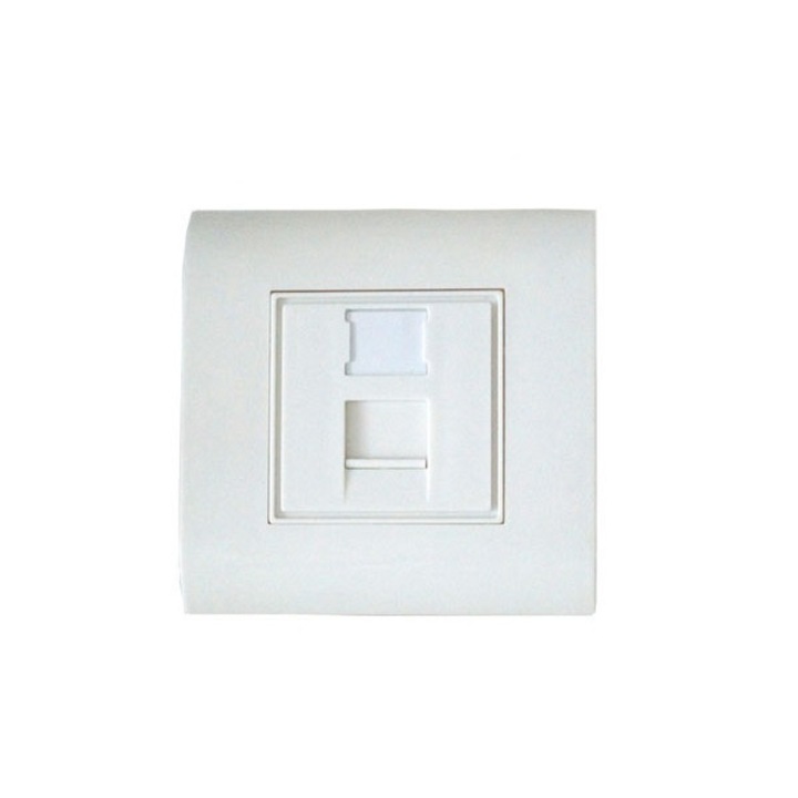 Priza simpla voce/date cat6 LanKATT ecranata 1 x RJ45 - 80x80, FTP, modulara, echipata, montaj ingropat - sub tencuiala