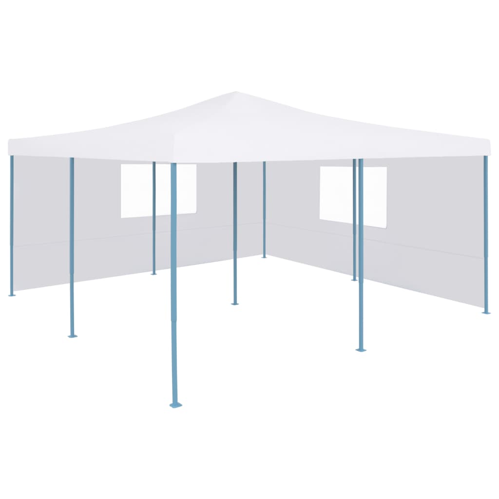 Pavilion pliabil cu 2 pereti laterali, vidaXL, Tesatura, 5 x 5 m, Alb