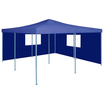 Pavilion pliabil cu 2 pereti laterali, vidaXL, Tesatura, 5 x 5 m, Albastru Pavilion pliabil cu 2 pereti laterali, vidaXL, Tesatura, 5 x 5 m, Albastru