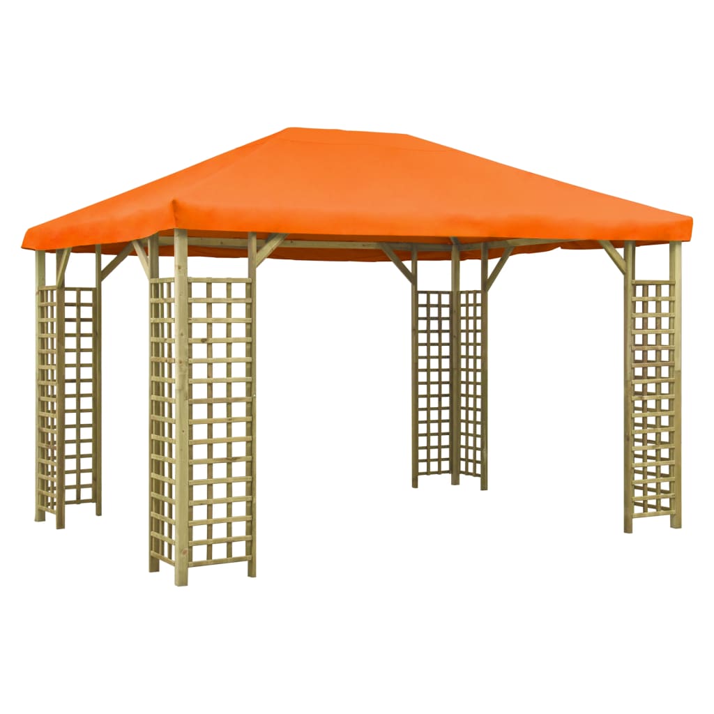 Pavilion de gradina, vidaXL, Textil/Lemn masiv de pin tratat, 4 x 3 x 3 m, Portocaliu