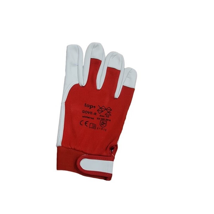 Manusi de protectie, Top GOVE, din piele, rosu, marimea M