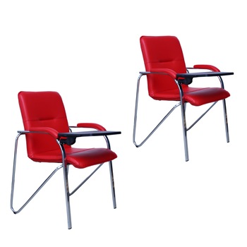 Set 2 scaune vizitator SAMBA Soft cu masuta rabatabila Rosu piele ecologica Set 2 scaune vizitator SAMBA Soft cu masuta rabatabila Rosu piele ecologica