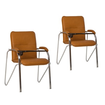 Set 2 scaune vizitator SAMBA Soft cu masuta rabatabila, Aramiu piele ecologica Set 2 scaune vizitator SAMBA Soft cu masuta rabatabila, Aramiu piele ecologica