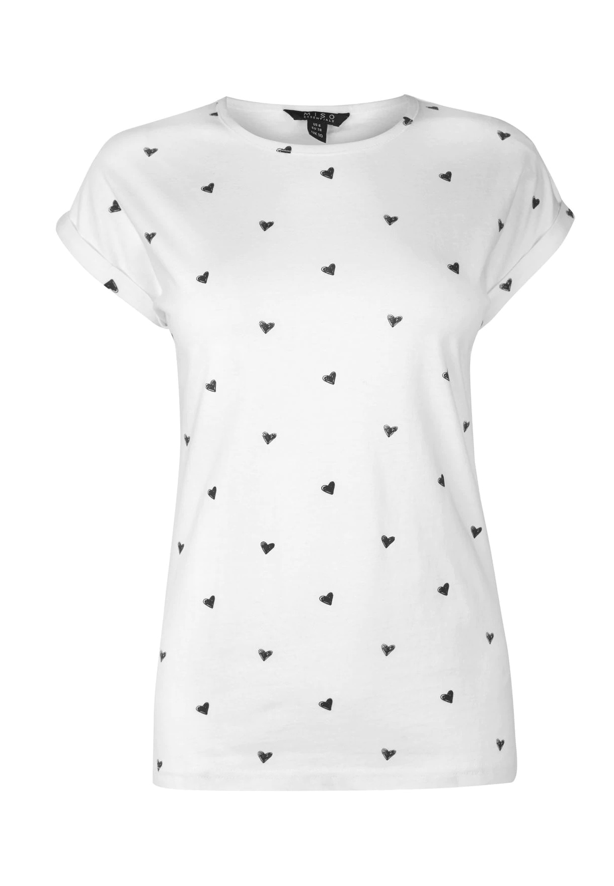 Tricou de bumbac cu imprimeu, Miso, Piersiciu, Alb