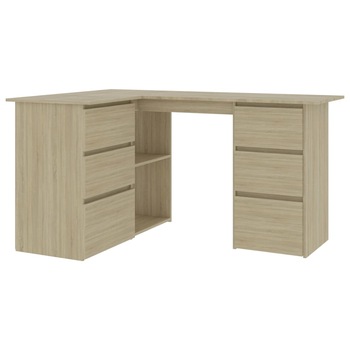 Birou de colt vidaXL, PAL, 145 x 100 x 76 cm, Stejar Sonoma Birou de colt vidaXL, PAL, 145 x 100 x 76 cm, Stejar Sonoma