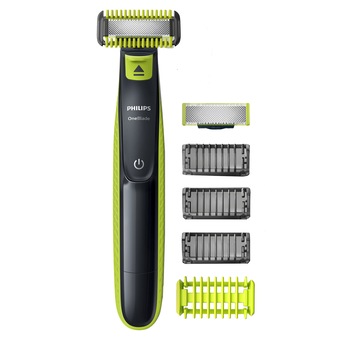 Aparat hibrid de barbierit, tuns barba si parul corporal Philips OneBlade QP2620/20, 4 piepteni, 2 lame, Negru/Verde Aparat hibrid de barbierit, tuns barba si parul corporal Philips OneBlade QP2620/20, 4 piepteni, 2 lame, Negru/Verde