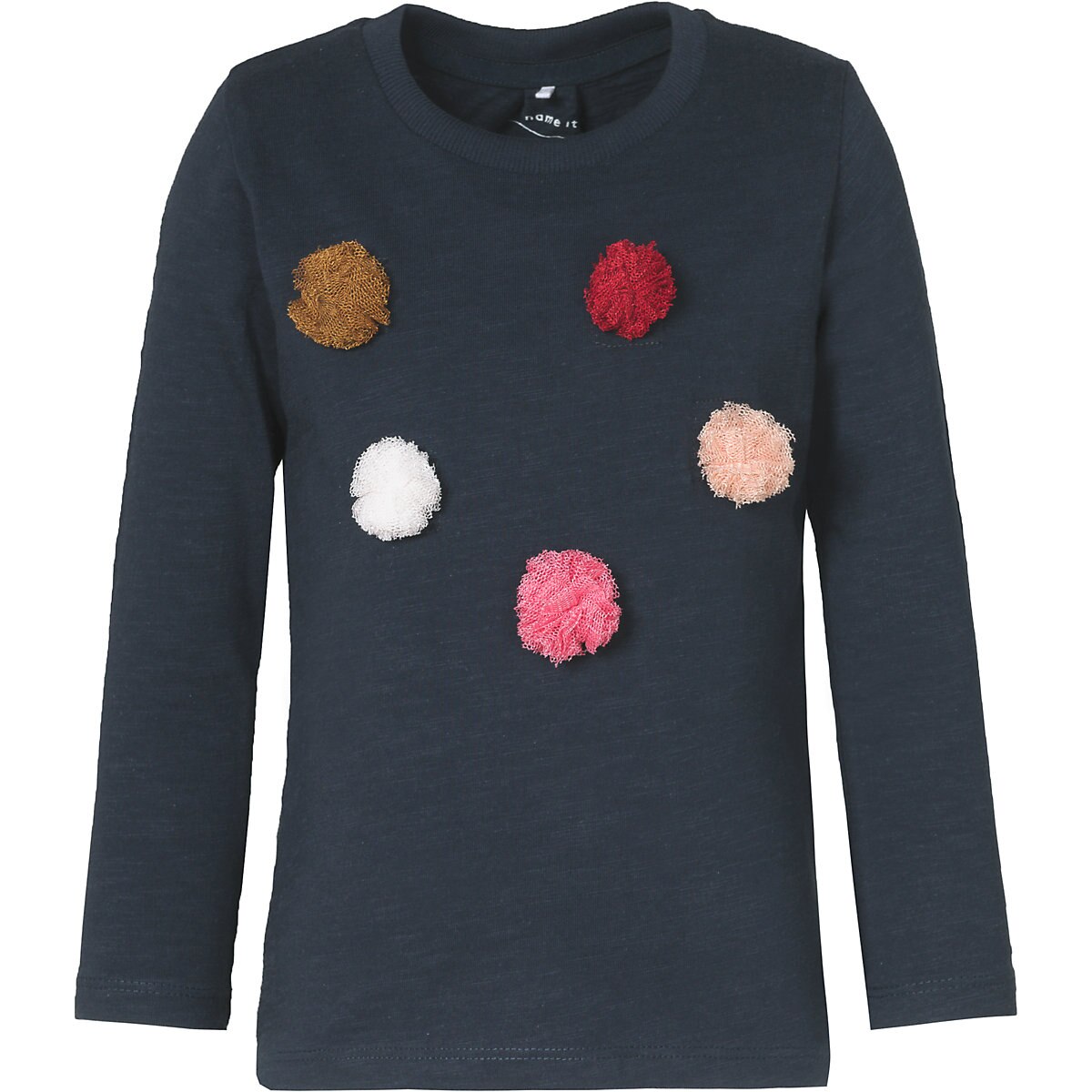 Bluza cu aplicatii fete, Name It, bleumarin, marimea 104 cm