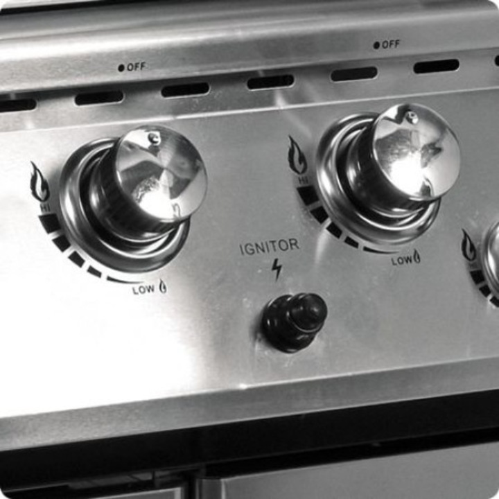 Gratar pe gaz cu 4+1 arzatoare Yato, YG-20013, 17,5 KW, Inox/Negru