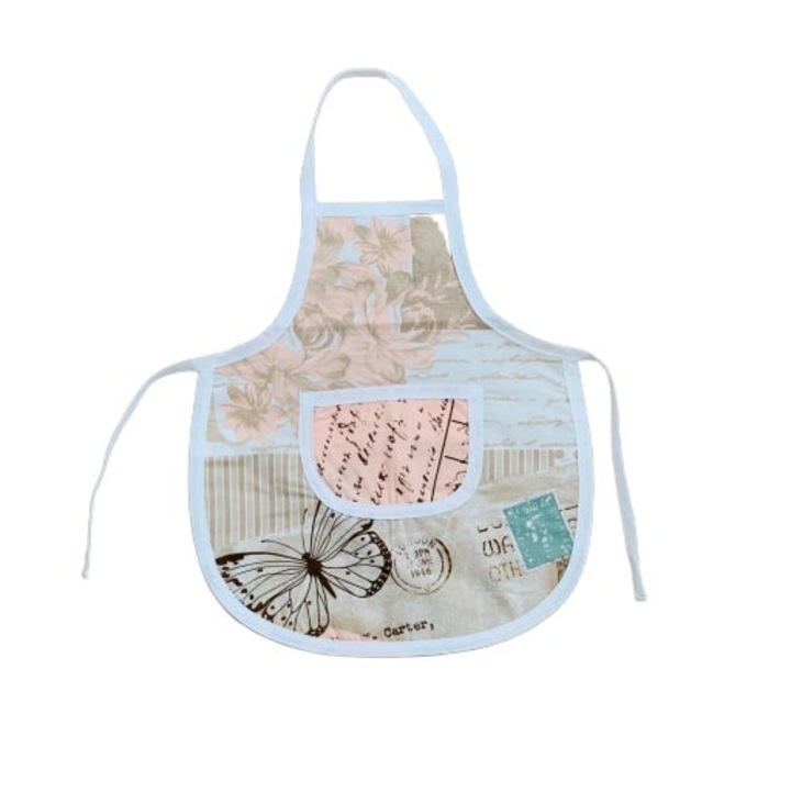 Sort bucatarie pentru copii, PARASHKEVOVI, din bumbac, cu buzunar, fluture,cheie, 35-40 cm