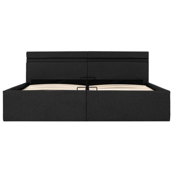 Cadru de pat dublu, hidraulic, tapitat cu lada si LED, vidaXL, Tesatura/Otel/MDF, 160 x 200 cm, Gri inchis Cadru de pat dublu, hidraulic, tapitat cu lada si LED, vidaXL, Tesatura/Otel/MDF, 160 x 200 cm, Gri inchis