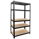 Метален рафт боядисан Черен 5 рафта MDF STRATEGIC 200x100x50 см 175 кг / рафт, фиксиране с щипки, метална рамка от боядисана поцинкована стомана