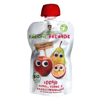 Piure de mere pere si fructul pasiunii bio 100g, fara gluten Piure de mere pere si fructul pasiunii bio 100g, fara gluten