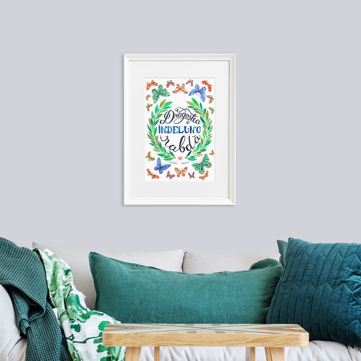 Dragostea Rabda Tablou mesaj crestin, cu rama, Dragostea indelung rabda, 42X32 cm - eMAG.ro