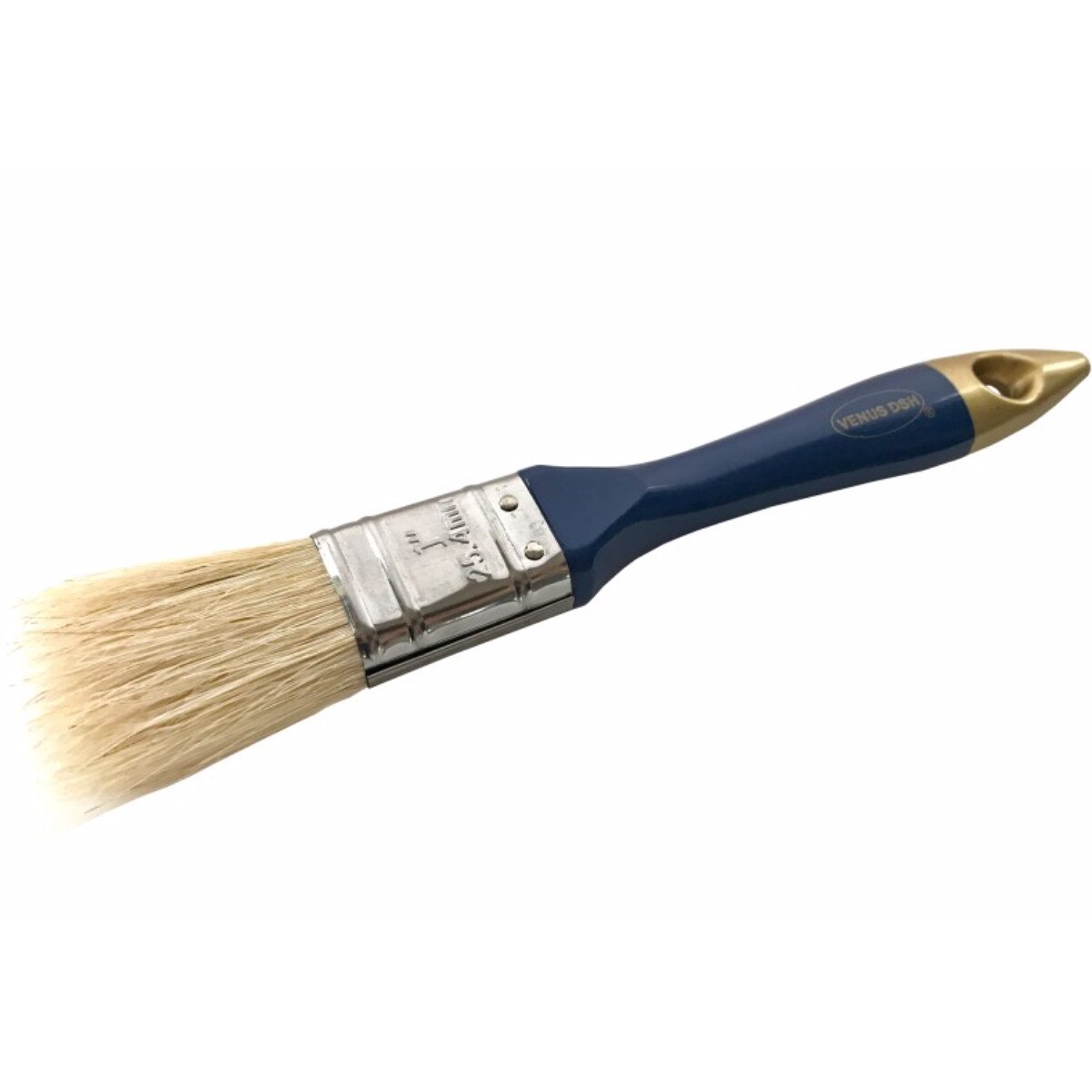 Pensula cu fir natural, maner din plastic albastru-auriu, 25 mm